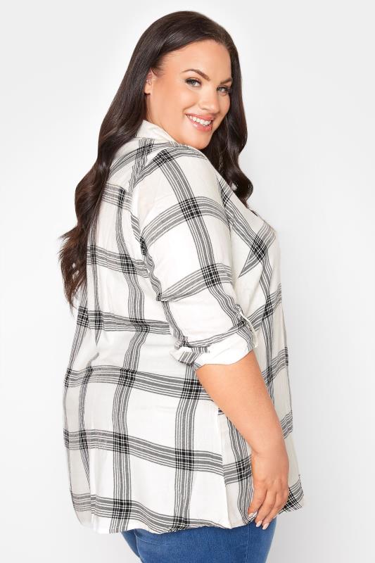 Plus Size White Check Overhead Shirt | Yours Clothing 3