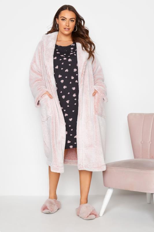 Curve Pink Super Soft Shawl Collar Dressing Gown 2