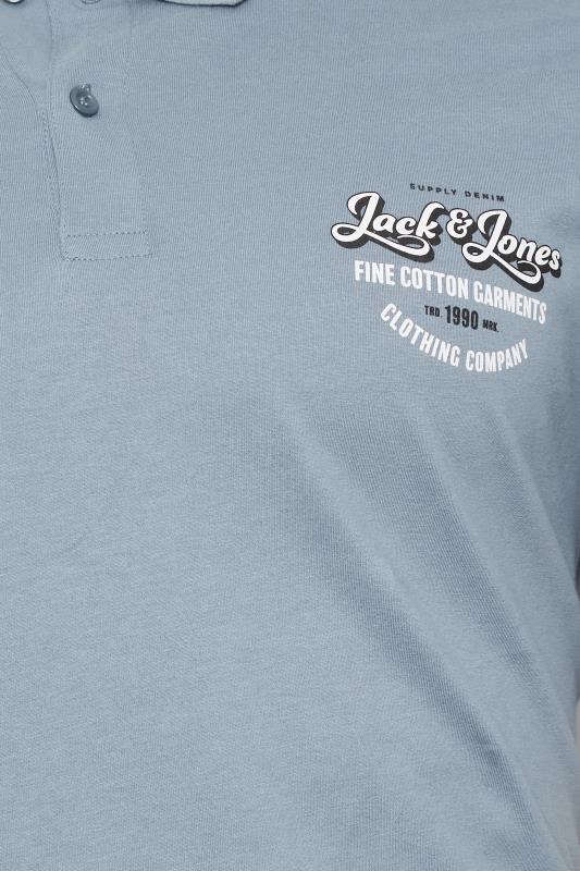 JACK & JONES Big & Tall Charcoal Grey Logo Print Polo Shirt | BadRhino  2
