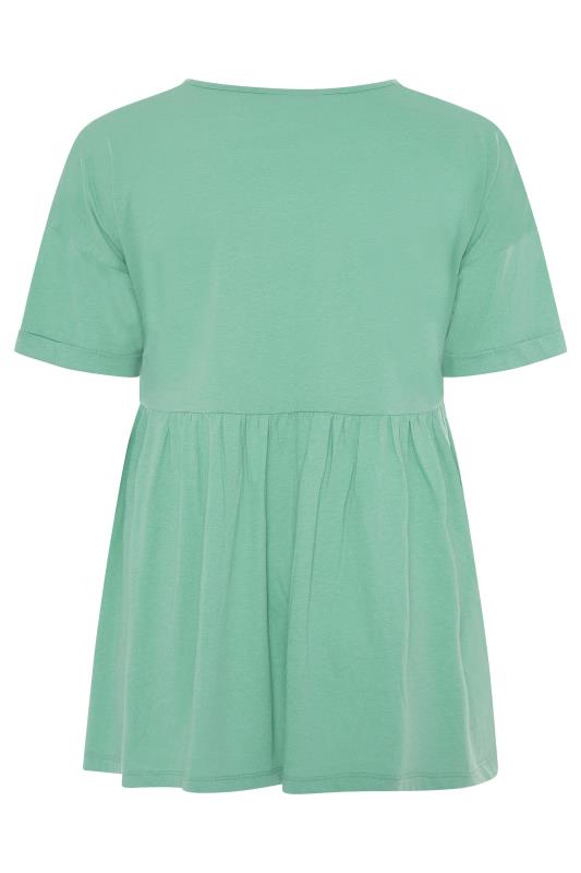 Plus Size Green Peplum Drop Shoulder Top | Yours Clothing 7