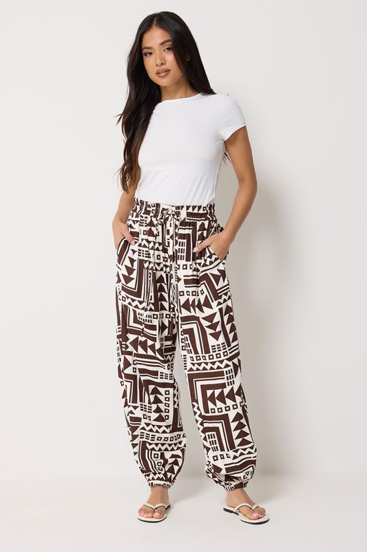  PixieGirl Petite Haremshose in Braun mit abstraktem Muster