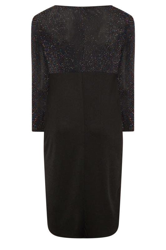 LIMITED COLLECTION Plus Size Black Multicolour Glitter Bodycon Wrap Dress | Yours Clothing 6