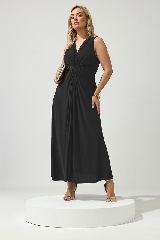  YOURS LONDON vestido negro con detalle de nudo abstracto