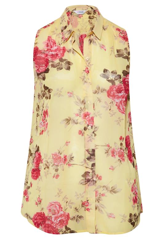 Plus Size Yellow Floral Print Sleeveless Swing Blouse | Yours Clothing 6