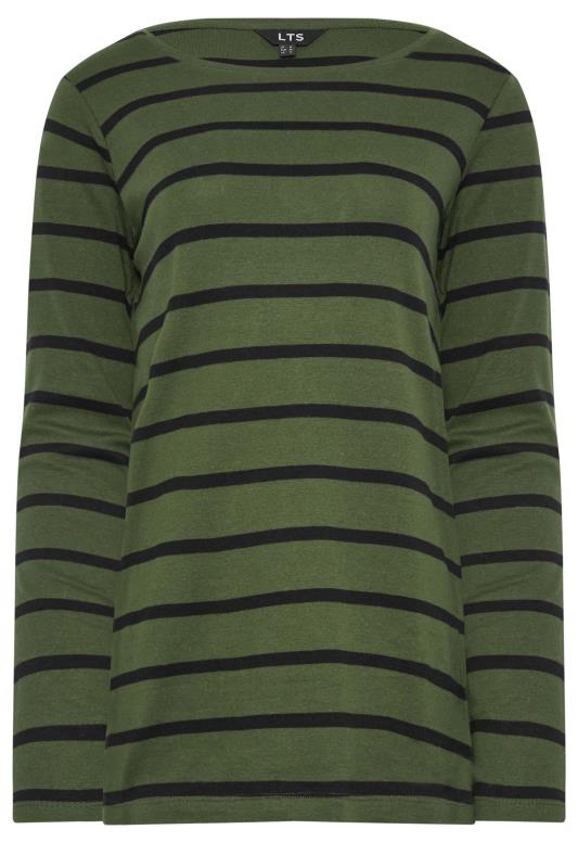 LTS Tall Women's Khaki Green Stripe Long Sleeve Cotton T-Shirt | Long Tall Sally 7