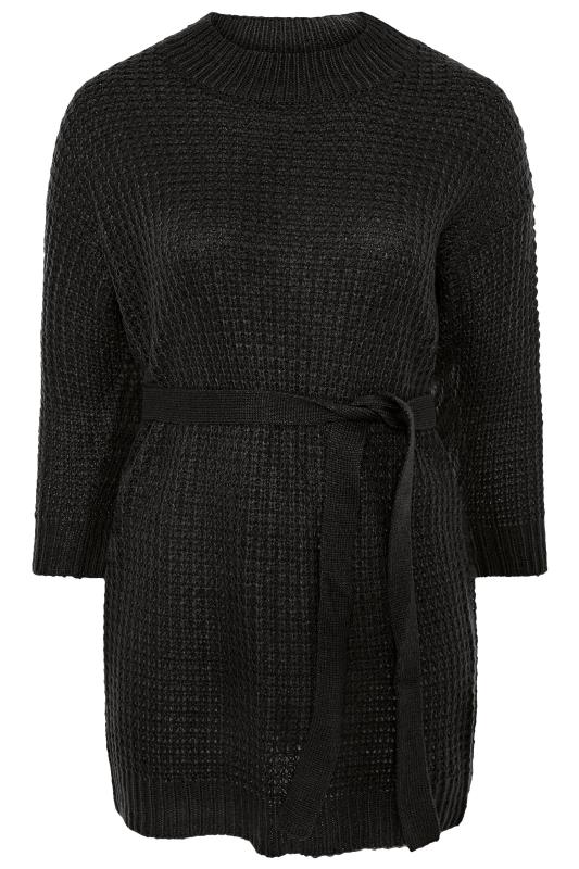 Black Belted Knitted Tunic Jumper Dress_F.jpg