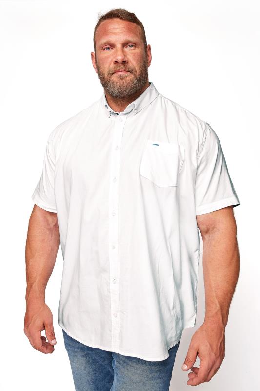 BadRhino Big & Tall White Cotton Poplin Short Sleeve Shirt 1
