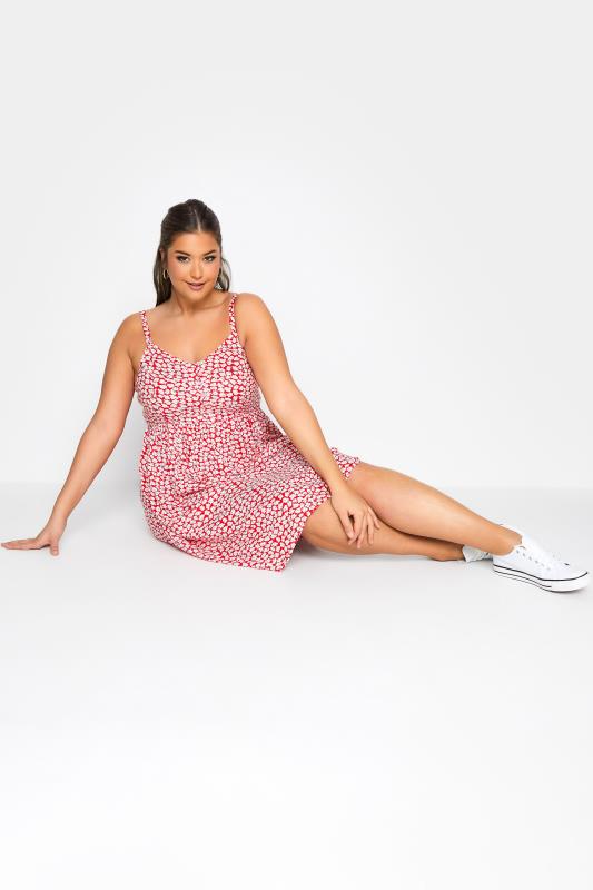 Plus Size Red Ditsy Print Strappy Sundress | Yours Clothing 2