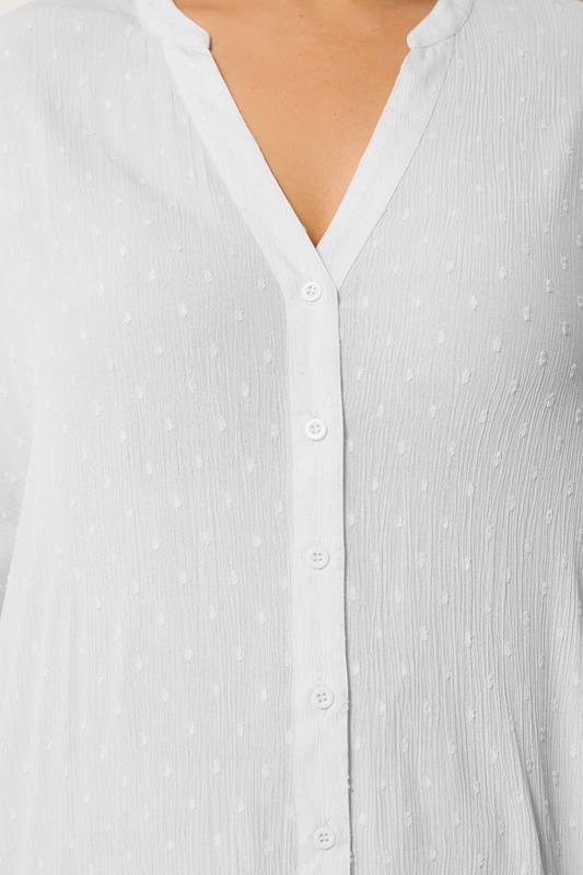 YOURS Plus Size Cream Dobby Notch Neck Blouse | Yours Clothing 4