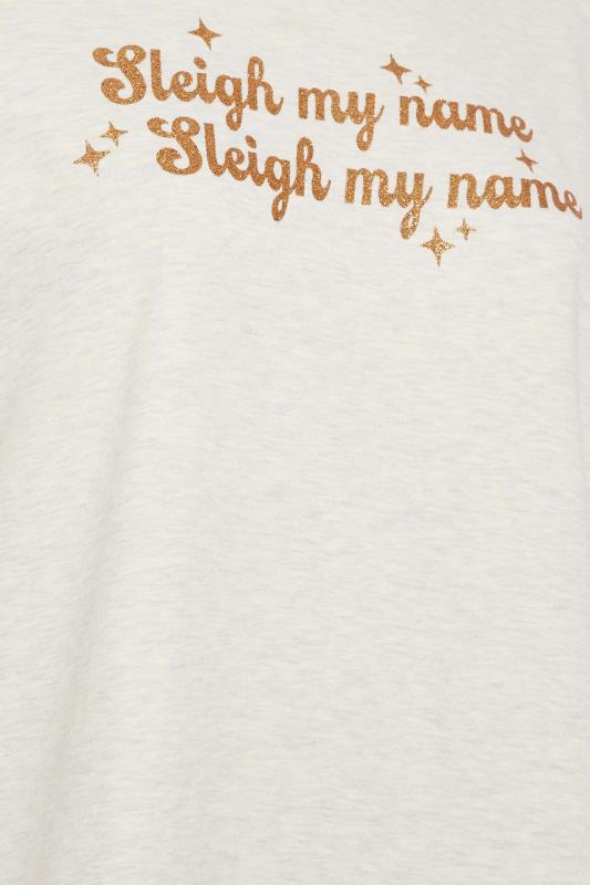 LIMITED COLLECTION Plus Size Beige Brown 'Sleigh My Name' Slogan Christmas Top | Yours Clothing  6