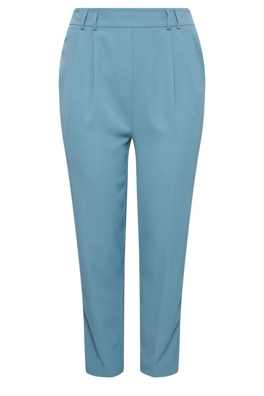 YOURS Plus Size Blue Double Belted Tapered Trousers | Yours Clothing 6