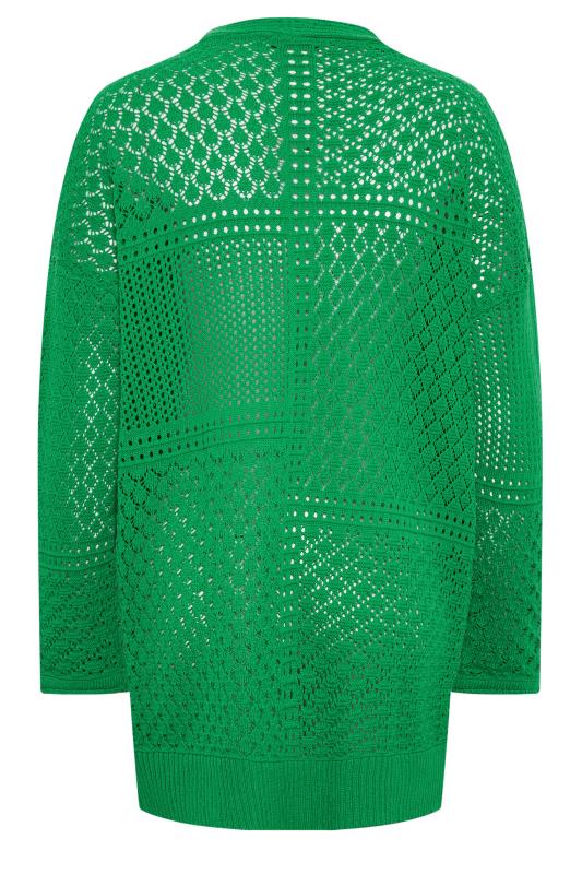 YOURS Plus Size Green Pointelle Longline Cardigan | Yours Clothing 7
