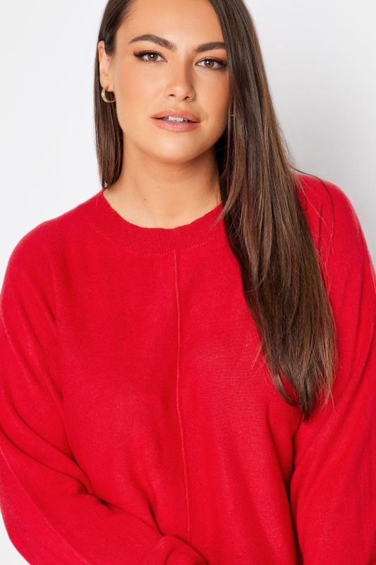 YOURS Plus Size Red Front Seam Detail Jumper | Yours Clothing 4