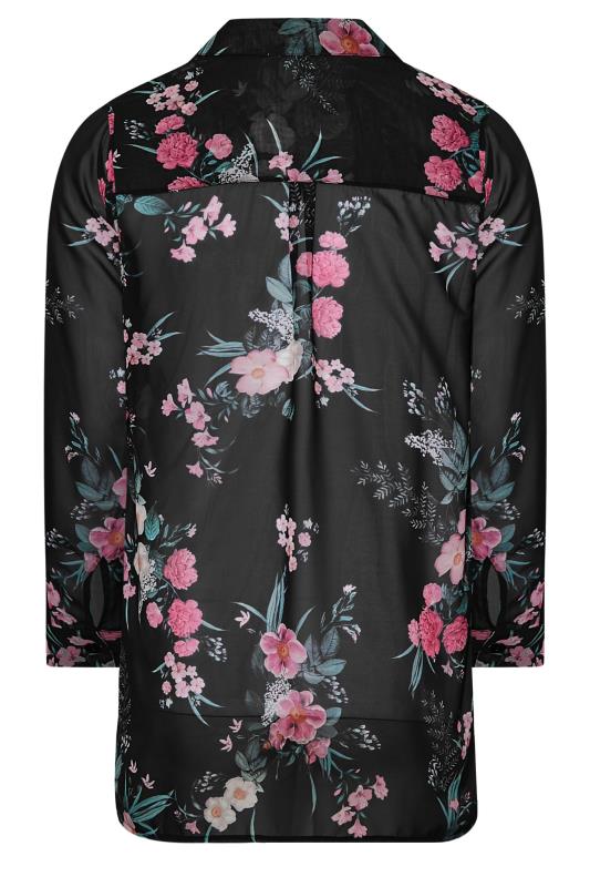 YOURS LONDON Curve Black Floral Chiffon Shirt | Yours Clothing 7