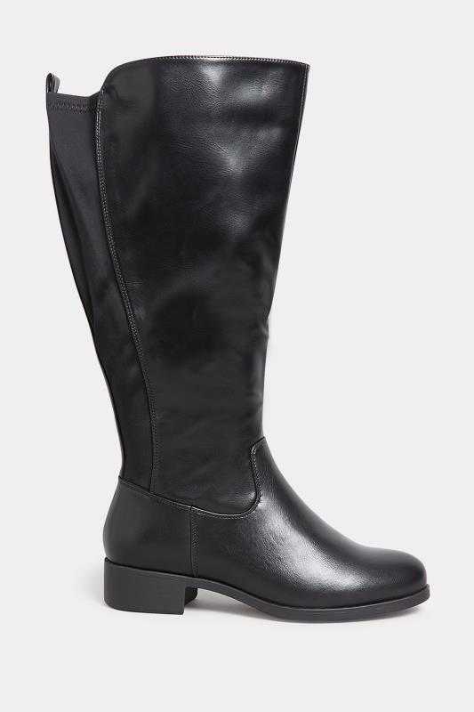 Black Stretch Knee High Boots In Wide E Fit & Extra Wide EEE Fit 3