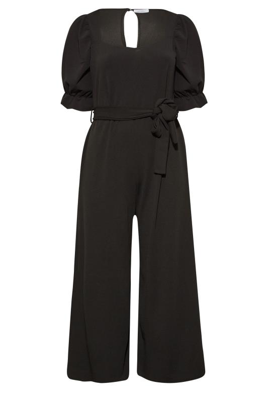 YOURS LONDON Plus Size Black Sweetheart Puff Sleeve Jumpsuit | Yours Clothing 7