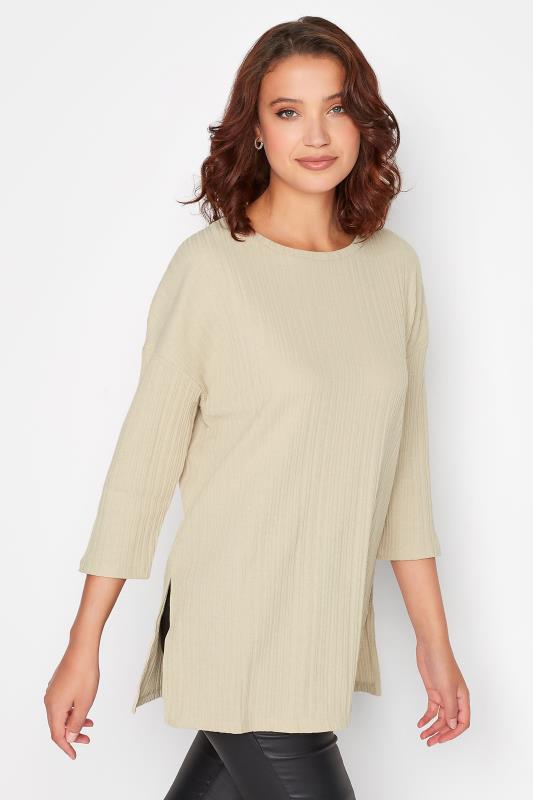  Grande Taille LTS Tall Cream Ribbed Tunic Top