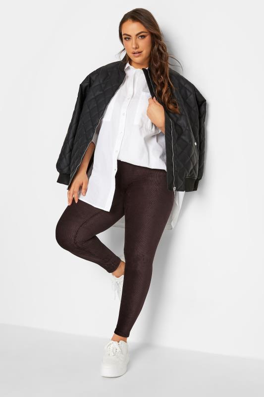 Plus Size Chocolate Brown Cord Leggings | Yours Clothing 3