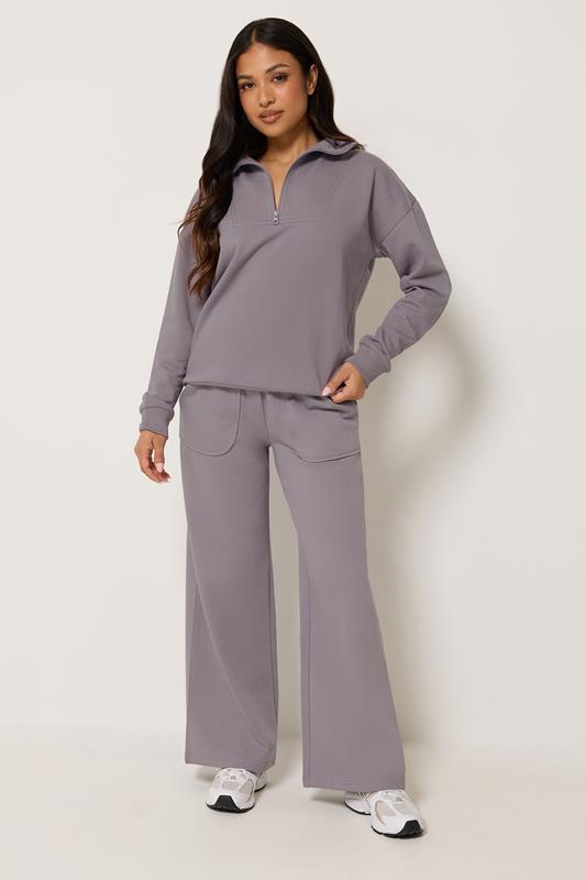PixieGirl Petite Women's Lilac Purple Funnel Neck Half Zip Sweatshirt | PixieGirl  1