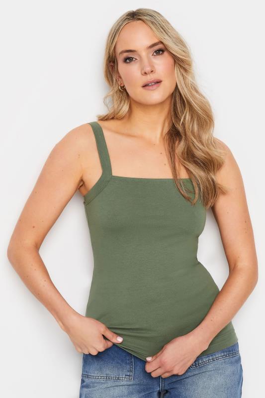  Grande Taille LTS Tall Khaki Green Square Neck Cami Vest Top