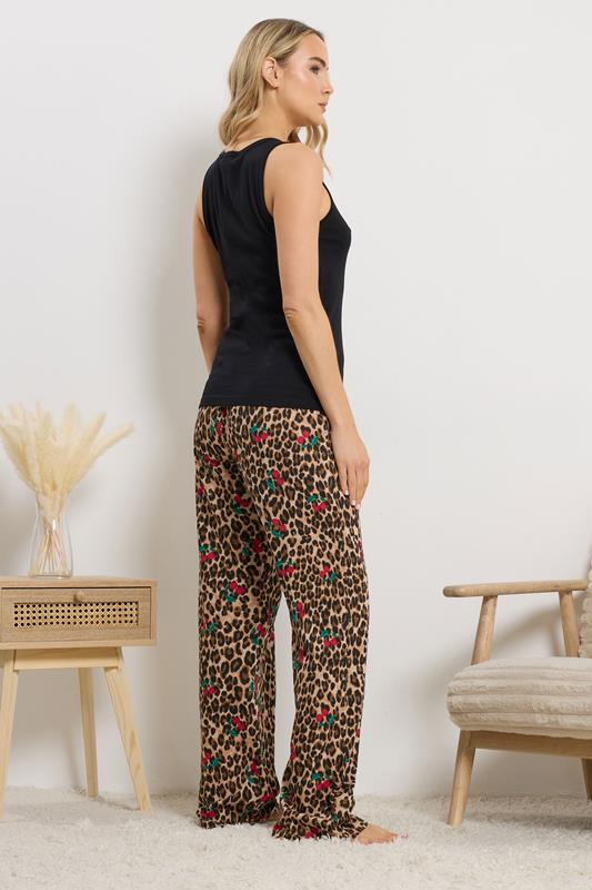 LTS Tall Women's Black Cherry & Leopard Cotton Pyjama Set | Long Tall Sally 2