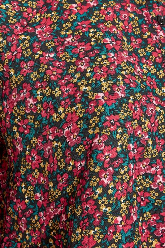 LIMITED COLLECTION Curve Black & Pink Floral Button Front Tunic 5