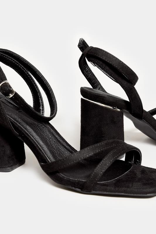 LIMITED COLLECTION Black Asymmetrical Block Heel Sandal In Wide E Fit & Extra Fit EEE Fit 4