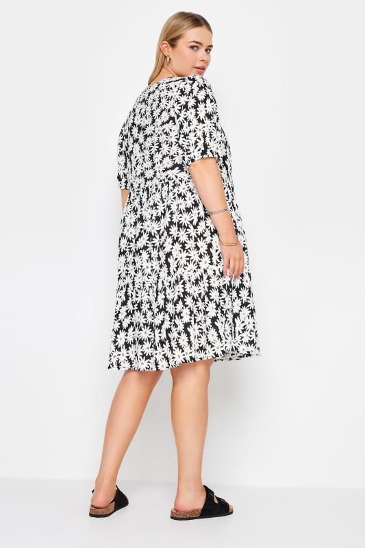 YOURS Plus Size Black & White Floral Print Tiered Dress | Yours Clothing 4