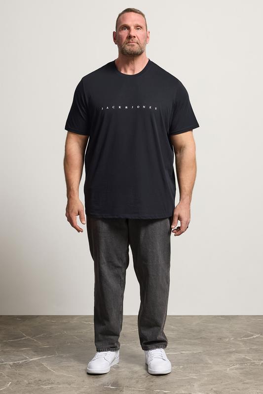 JACK & JONES Big & Tall Black Slogan Short Sleeve T-Shirt | BadRhino 1