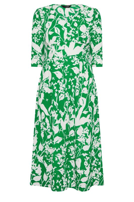 YOURS Plus Size Green Floral Split Front Dress | Yours Clothing 6