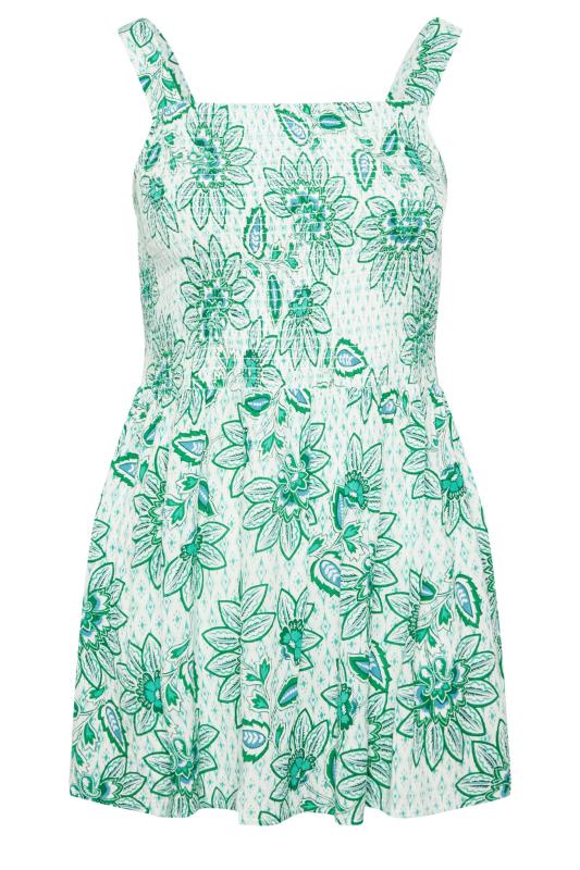 YOURS Curve Plus Size Green Tropical Print Crinkle Vest Top | Yours Clothing  6