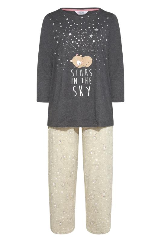 Plus Size Grey Star Gazing Bear Pyjama Set | Yours Clothing 4