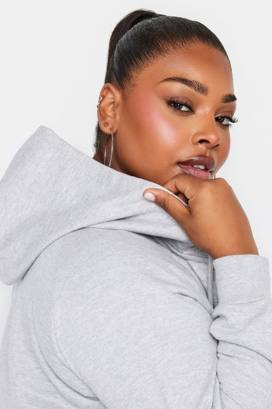 YOURS Plus Size Light Grey Essential Zip Through Hoodie | Yours Clothing 5