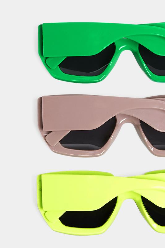 Bright Green Frame Oversized Sunglasses | Yours Clothing  5