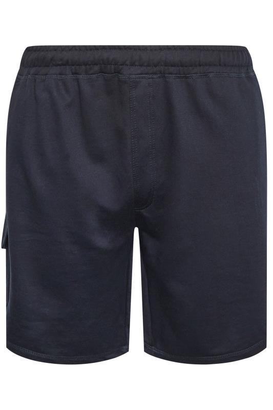 D555 Big & Tall Navy Blue Cotton Jogger Shorts | BadRhino 3