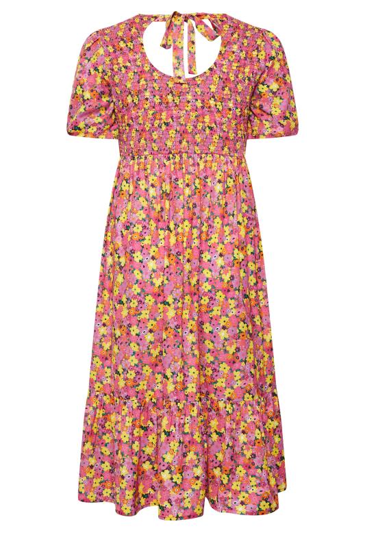 LIMITED COLLECTION Curve Plus Size Pink Ditsy Print Midaxi Dress | Yours Clothing  7