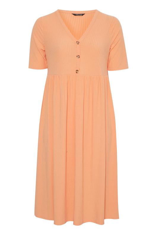 LIMITED COLLECTION Plus Size Orange Ribbed Peplum Midi Dress | Yours Clothing  6