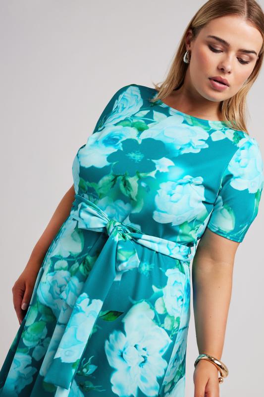 YOURS LONDON Plus Size Blue Floral Print Skater Dress | Yours Clothing 4