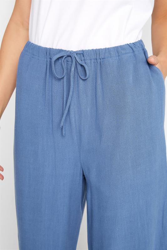 LTS Tall Blue Linen Blend Cropped Trousers 3