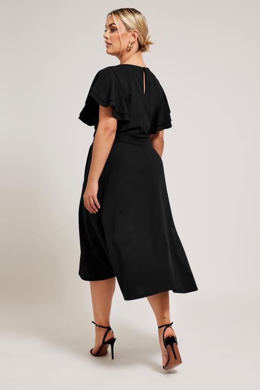 YOURS LONDON Plus Size Black Buckle Dipped Hem Midi Dress | Yours Clothing 3