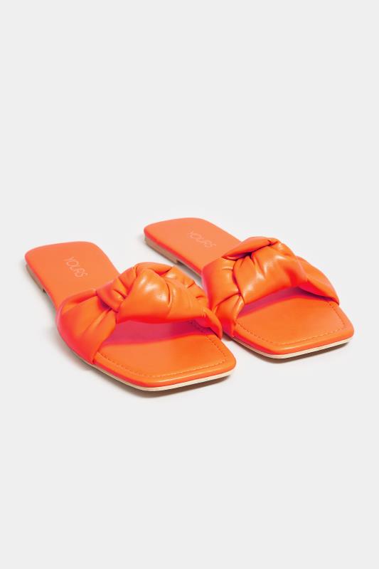 Plus Size  Yours Orange Knot Mule Sandals In Extra Wide EEE Fit