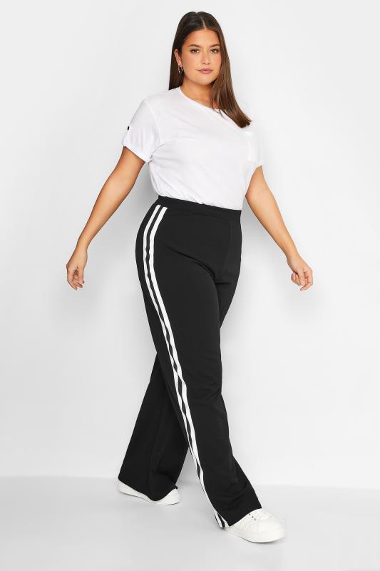 LTS Tall Women's Black Side Stripe Wide Leg Trousers | Long Tall Sally 2