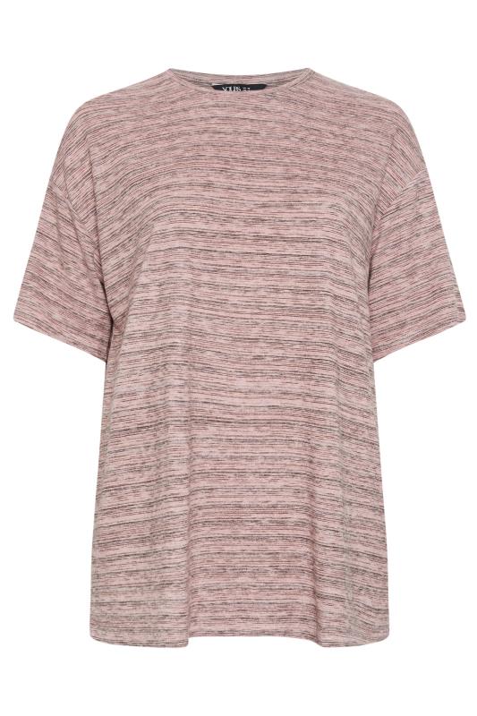 YOURS Plus Size Pink Striped Oversized T-Shirt | Yours Clothing 5