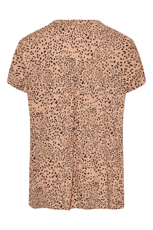Curve Beige Brown Leopard Print Grown On Sleeve Shirt 7