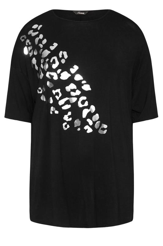 Plus Size LIMITED COLLECTION Black Foil Leopard Print Oversized T-Shirt | Yours Clothing  6