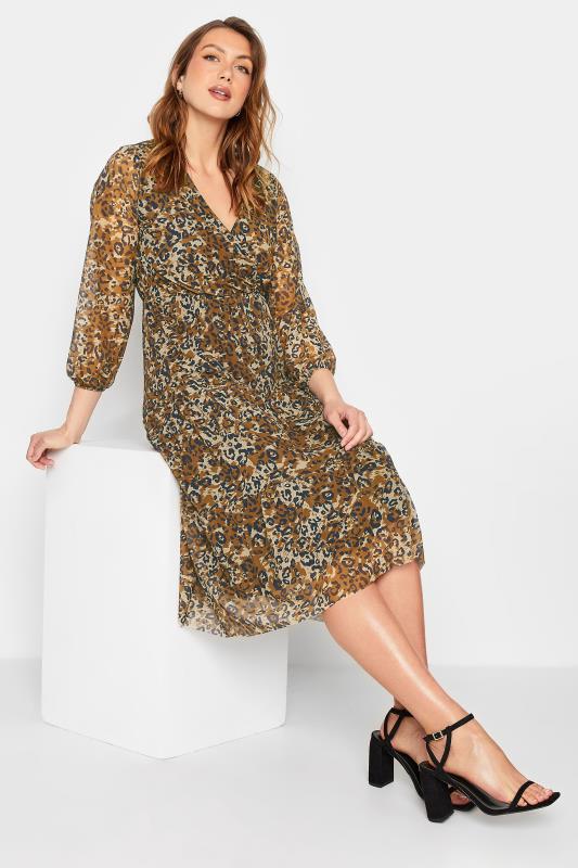 LTS Tall Women's Brown Leopard Print Mesh Dress | Long Tall Sally 2