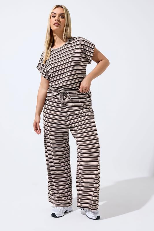  LIMITED COLLECTION pantalones marrón acanalados de pierna ancha