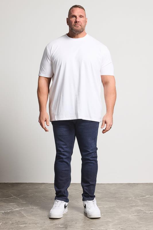D555 Big & Tall Blue Black Tapered Stretch Jeans | BadRhino 1