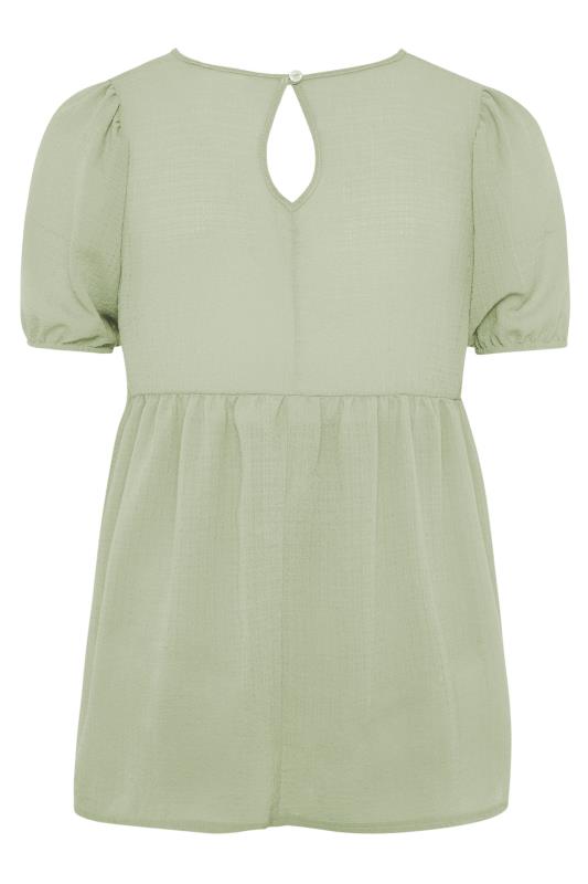 BUMP IT UP MATERNITY Curve Sage Green Textured Puff Sleeve Smock Top 7