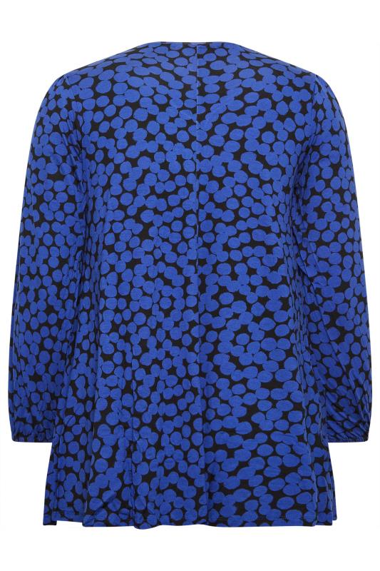 YOURS Plus Size Blue Spot Print Pleat Front Top | Yours Clothing 6